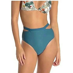 Vitamin A Coco High Waist Cut Out Bikini Bottom Ribbed Size 6 Small